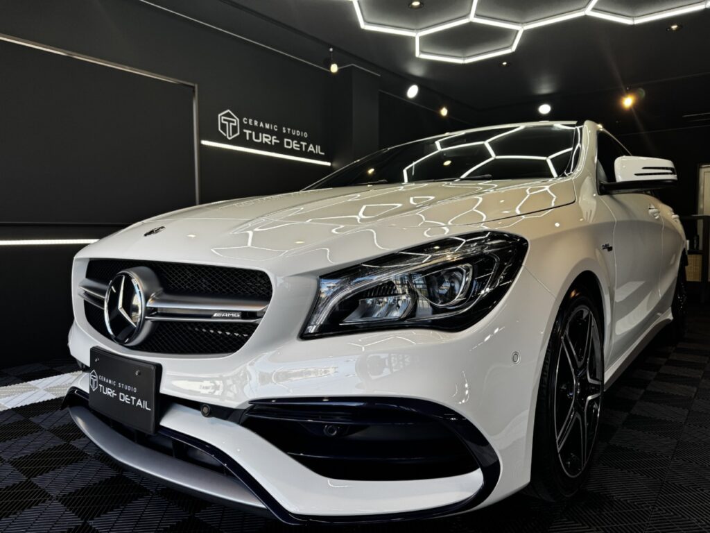 【2018年式メルセデスベンツAMG CLA45 シューティングブレイク 】サーブフェイス-コートアルティマ セラミックコーティング・窓ガラス撥水コーティング 施工例/静岡県富士市W様
